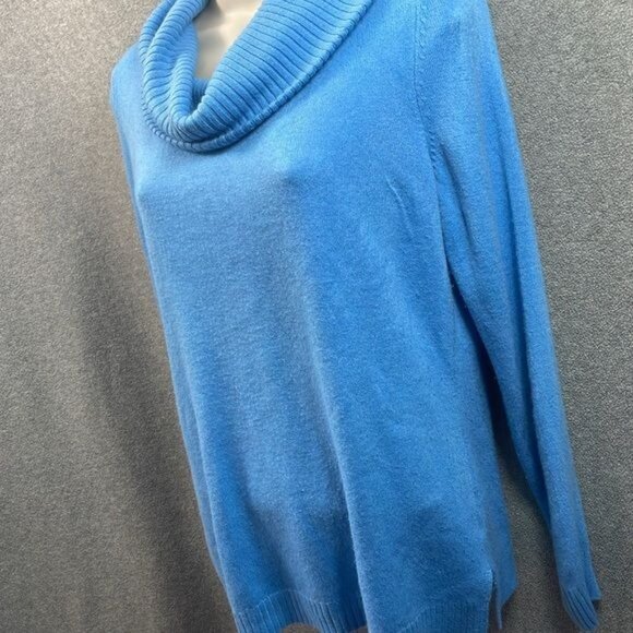 Vintage-Inspired Blue‎ Knit Cowl Neck Pullover Sweater - Picture 4 of 10